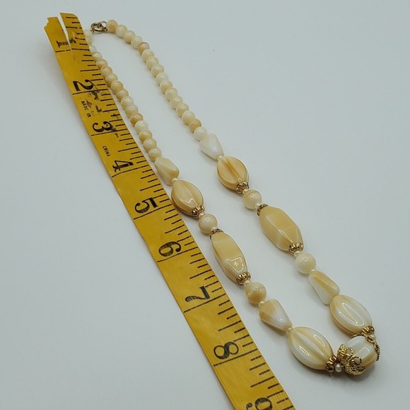 Boho Statement Beaded‎ Necklace Women Layered Gold Tone Cream Yellow Festival - Picture 9 of 10